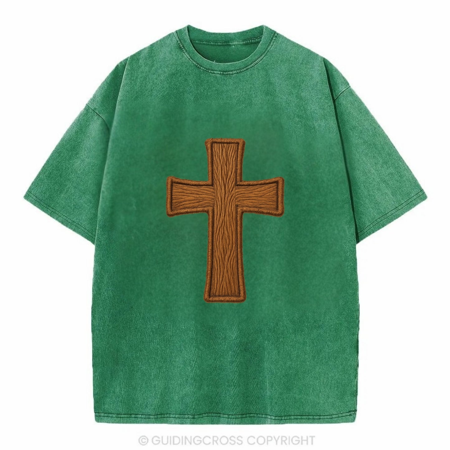 Carved Cross  - Vintage T-shirt - Forest Mist(Green)