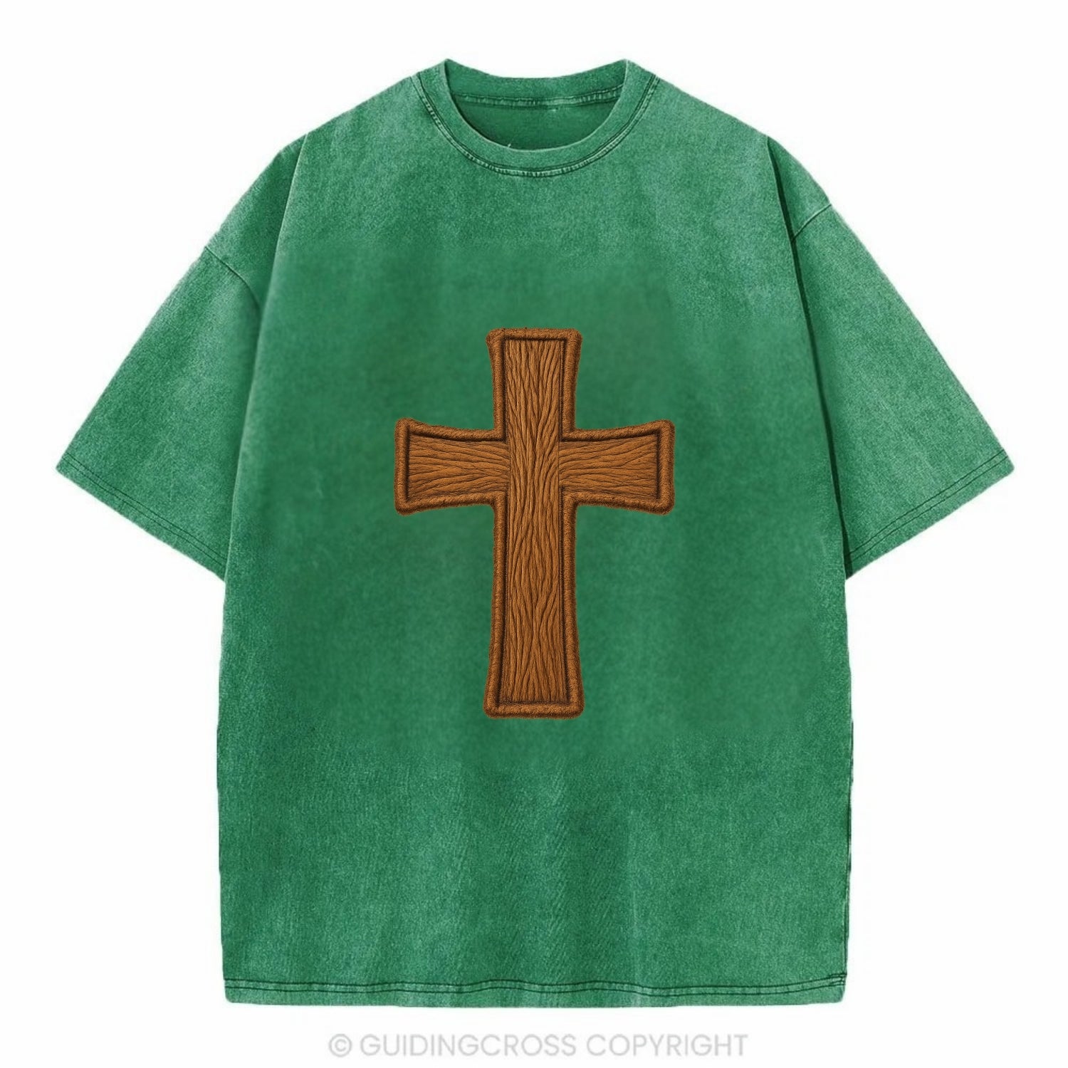 Carved Cross  - Vintage T-shirt - Forest Mist(Green)