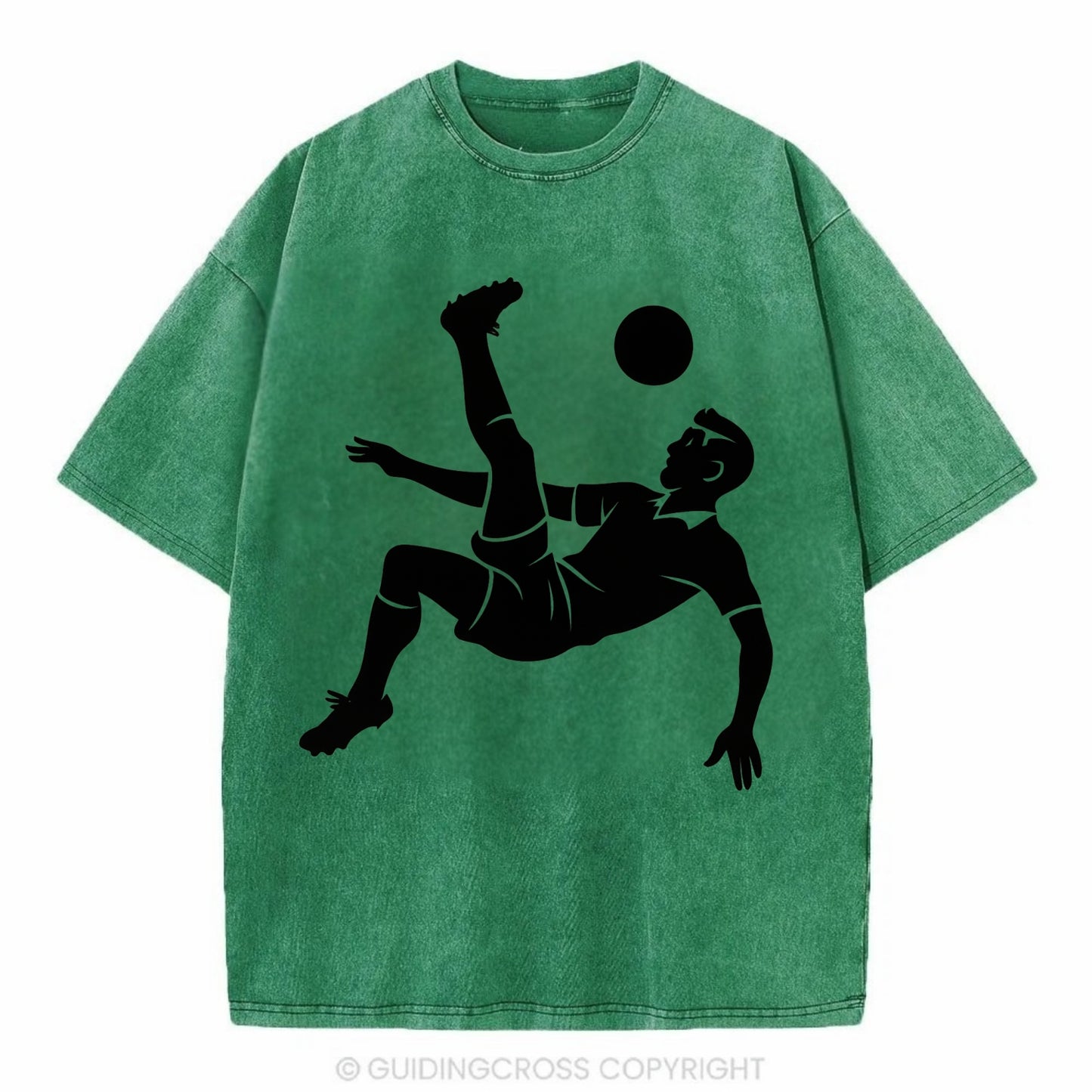 Soccer player doing a bicycle kick - Vintage T-shirt - Forest Mist(Green)