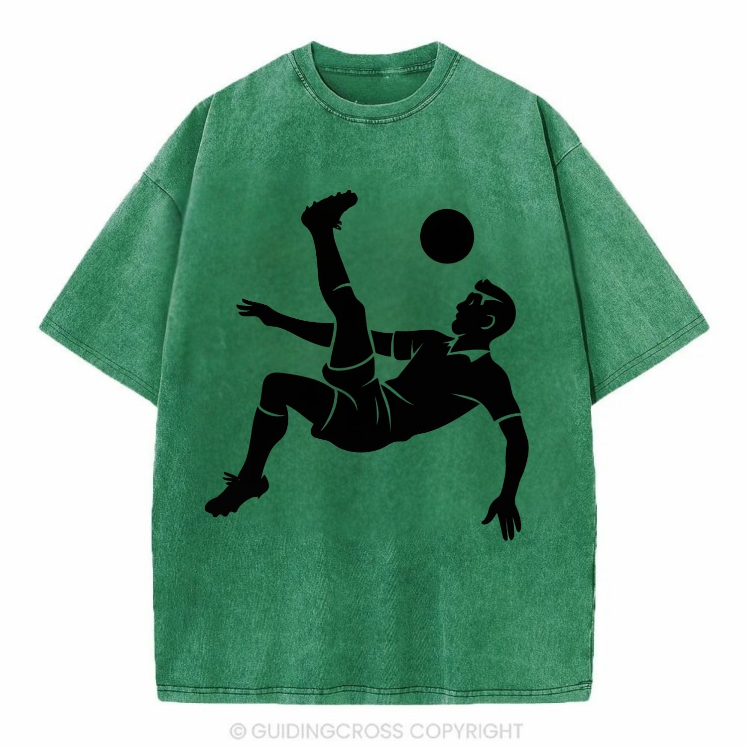 Soccer player doing a bicycle kick - Vintage T-shirt - Forest Mist(Green)
