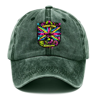CARNABY PUNK | Swinging 60s meets 70s punk | Psychedelic Union Jack pattern | Bold - Classic Cap - Forest Mist(Green)