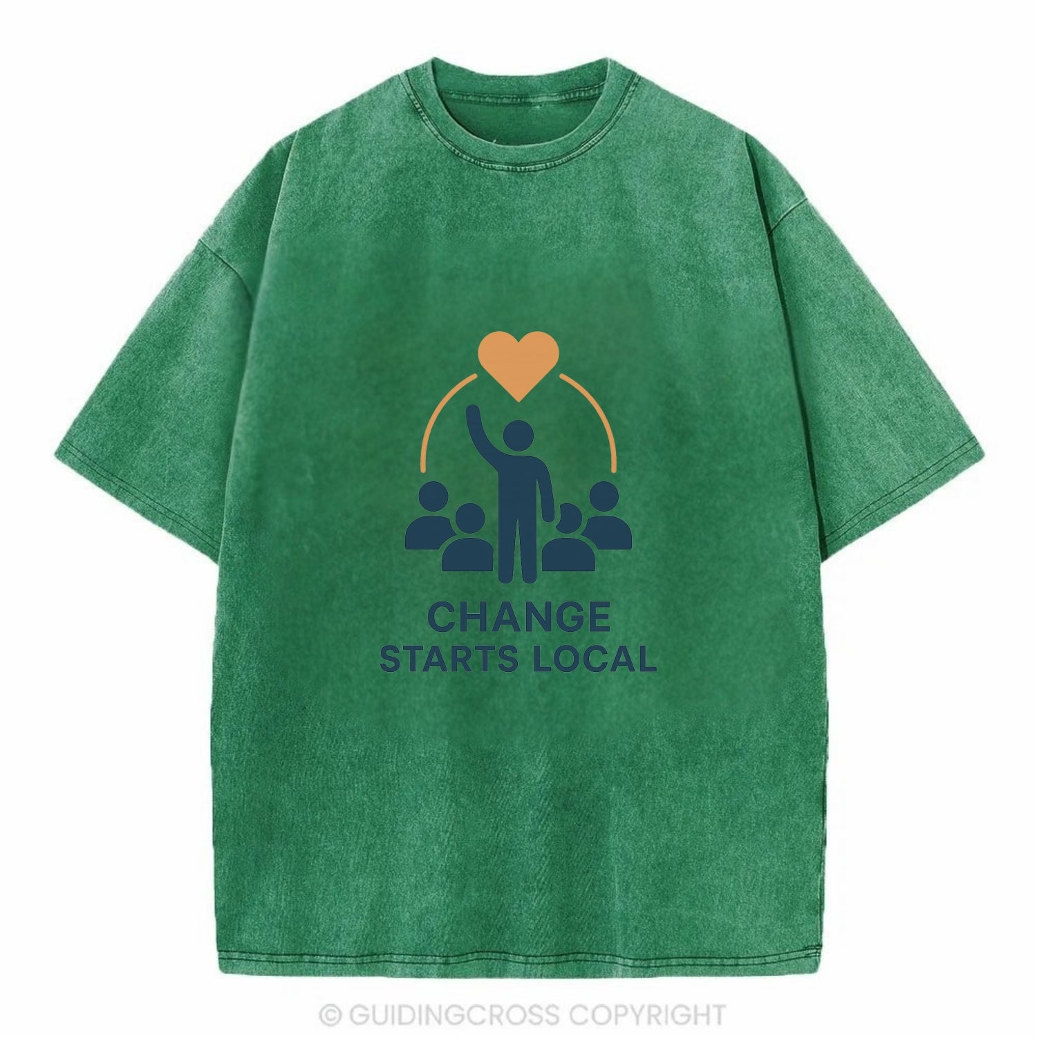 Community organizer bringing neighbors together - "Change Starts Local" - - Vintage T-shirt - Forest Mist(Green)