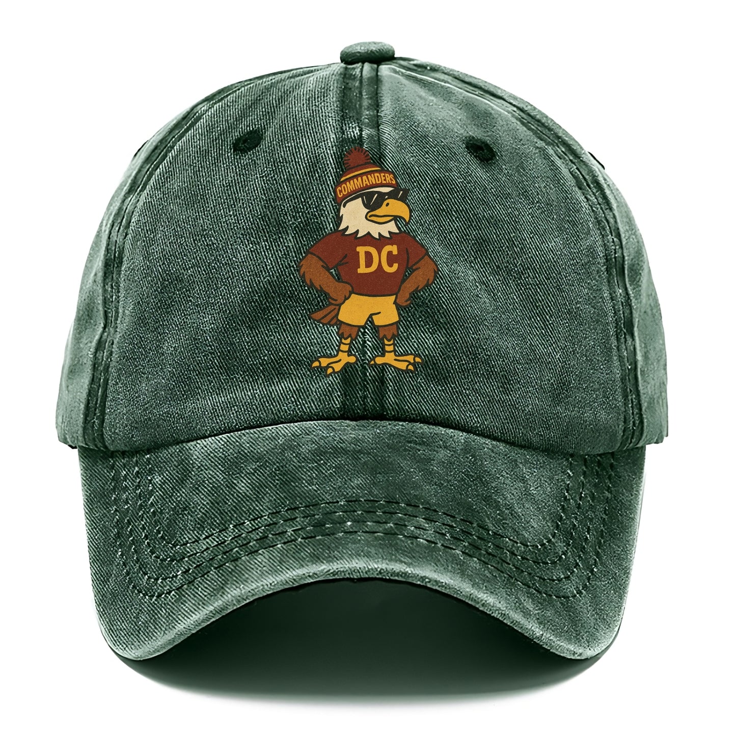 DC Eagle wearing Commanders burgundy and gold beanie with pom pom and wayfarer - Classic Cap - Forest Mist(Green)