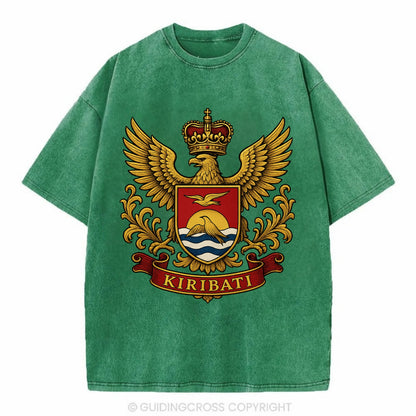 Kiribati Heritage Badge  - Vintage T-shirt - Forest Mist(Green)