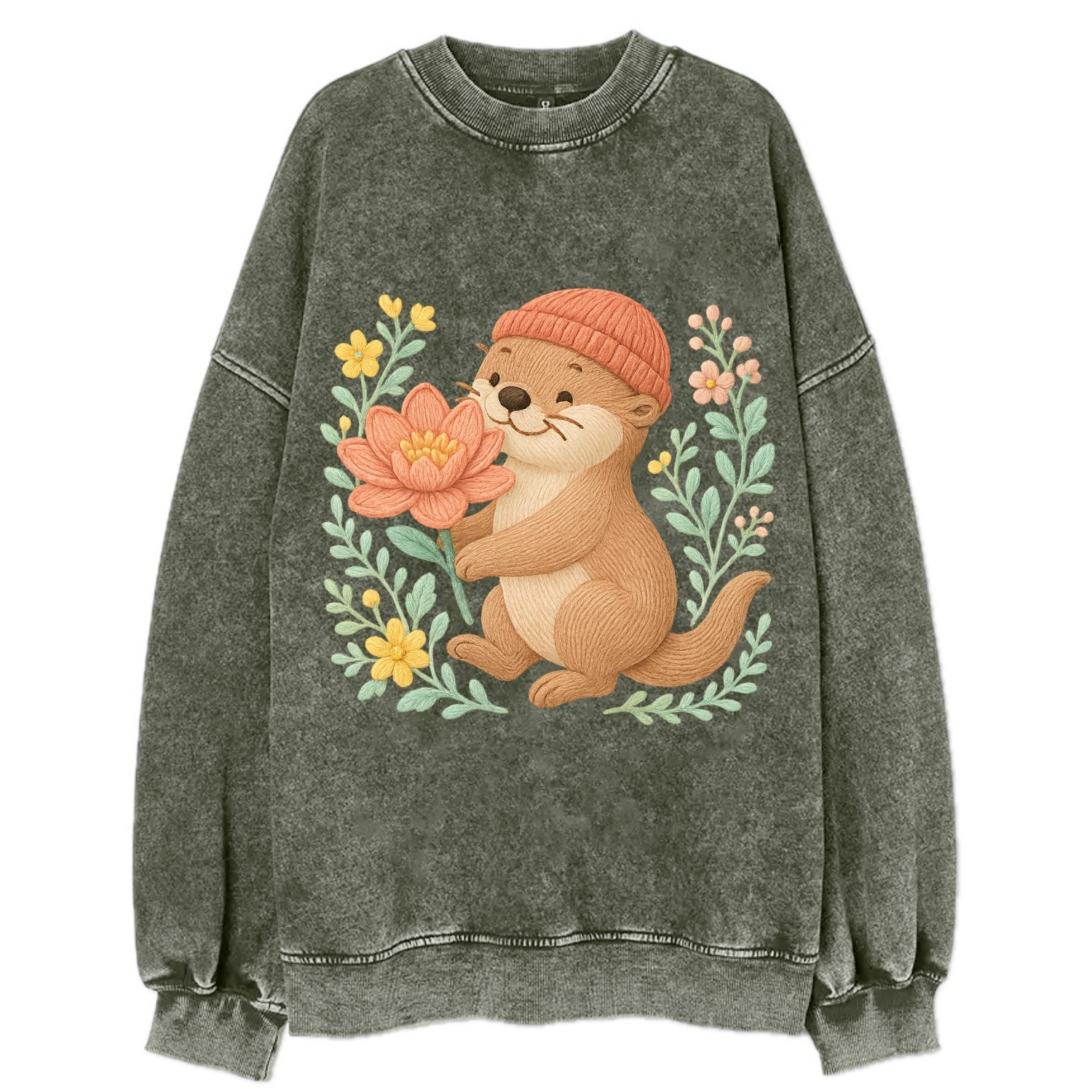 Peach Otter - Vintage Sweatshirt - Forest Mist(Green)