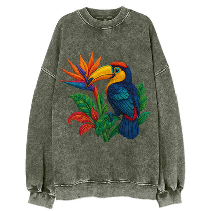 Toucan Paradise - Vintage Sweatshirt - Forest Mist(Green)