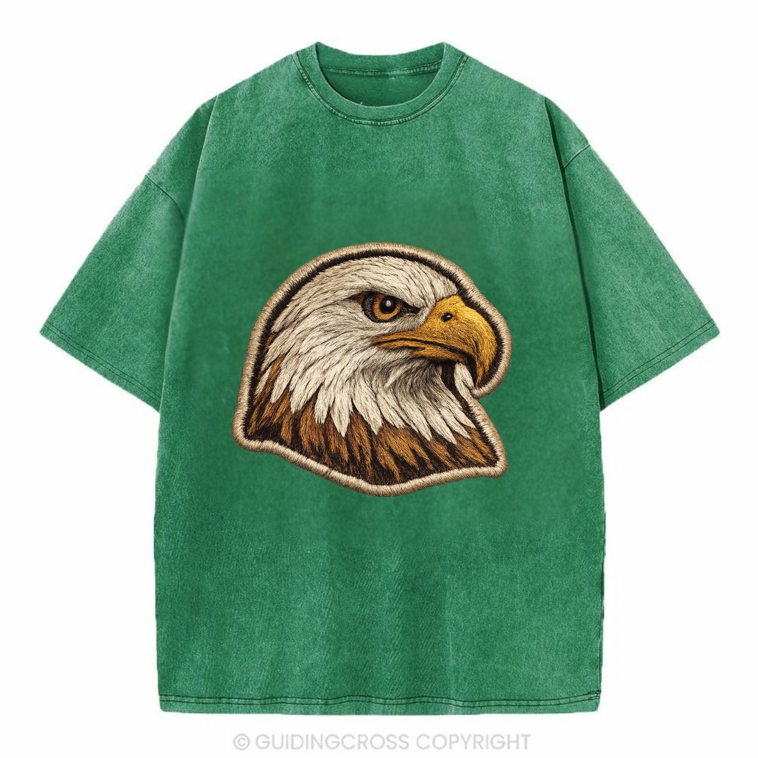 EAGLE HEAD PROFILE - majestic bald eagle in brown, white and gold , American pride - Vintage T-shirt - Forest Mist(Green)