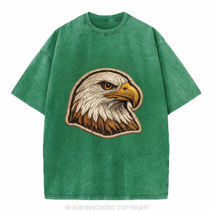 EAGLE HEAD PROFILE - majestic bald eagle in brown, white and gold , American pride - Vintage T-shirt - Forest Mist(Green)