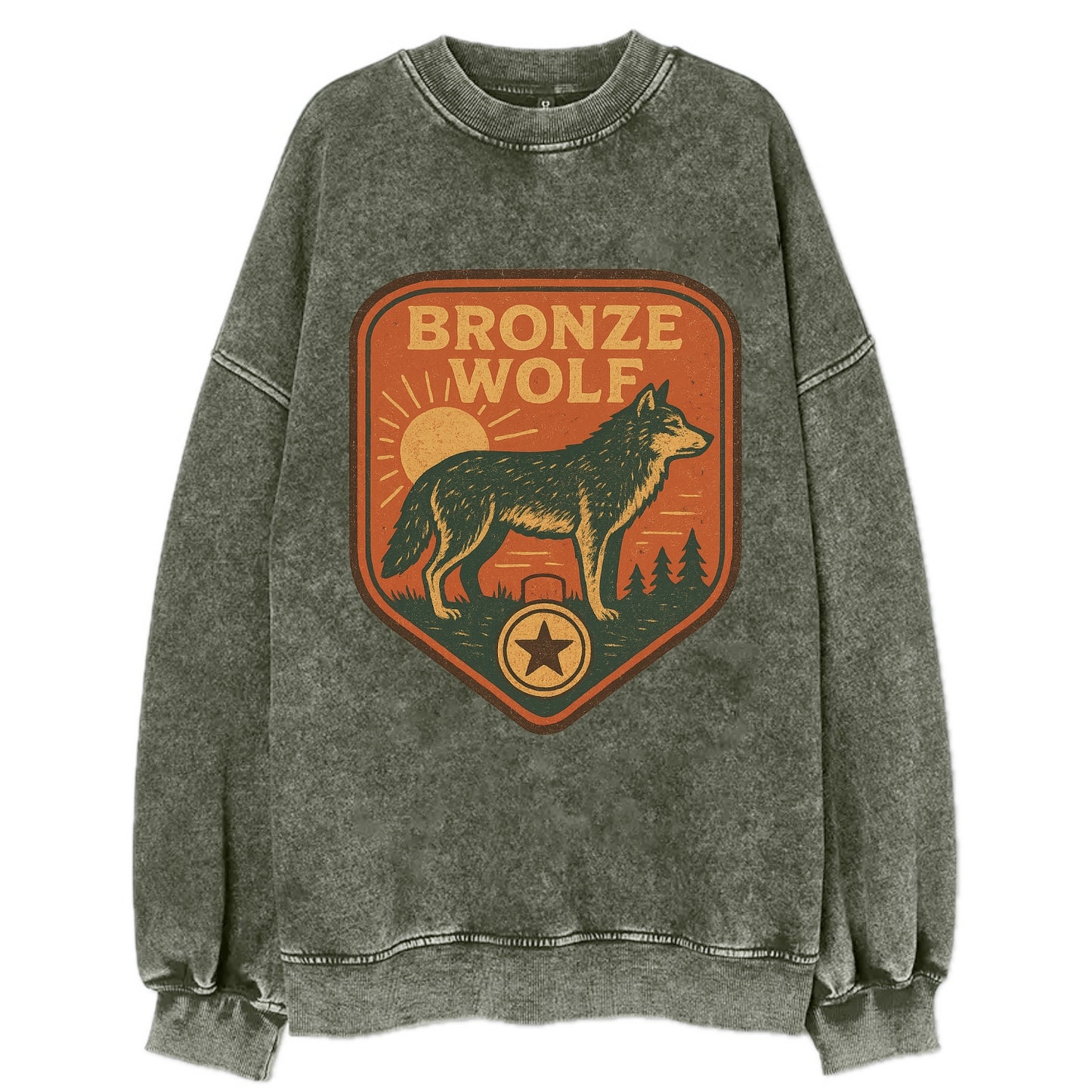 Bronze Wolf Medal  - Vintage Sweatshirt - Forest Mist(Green)
