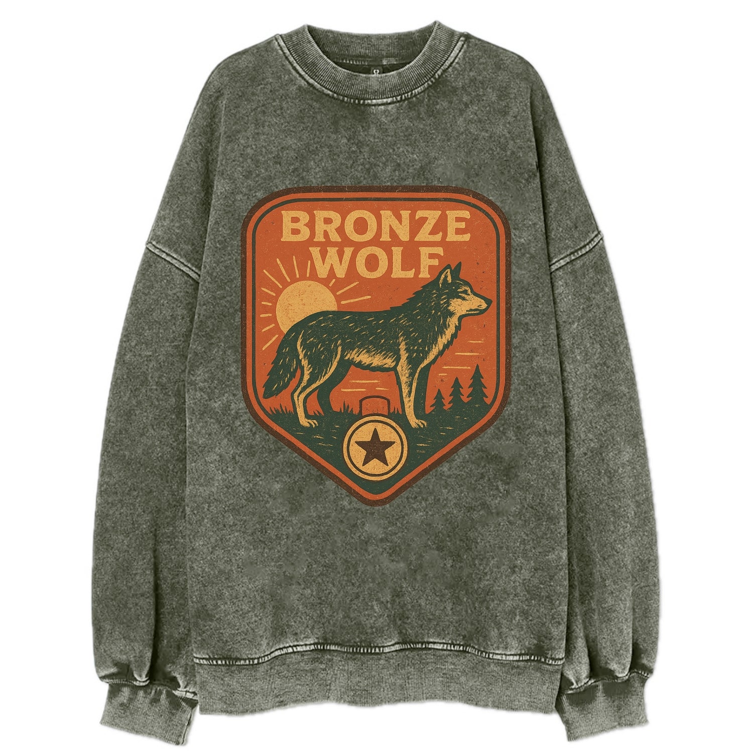 Bronze Wolf Medal  - Vintage Sweatshirt - Forest Mist(Green)