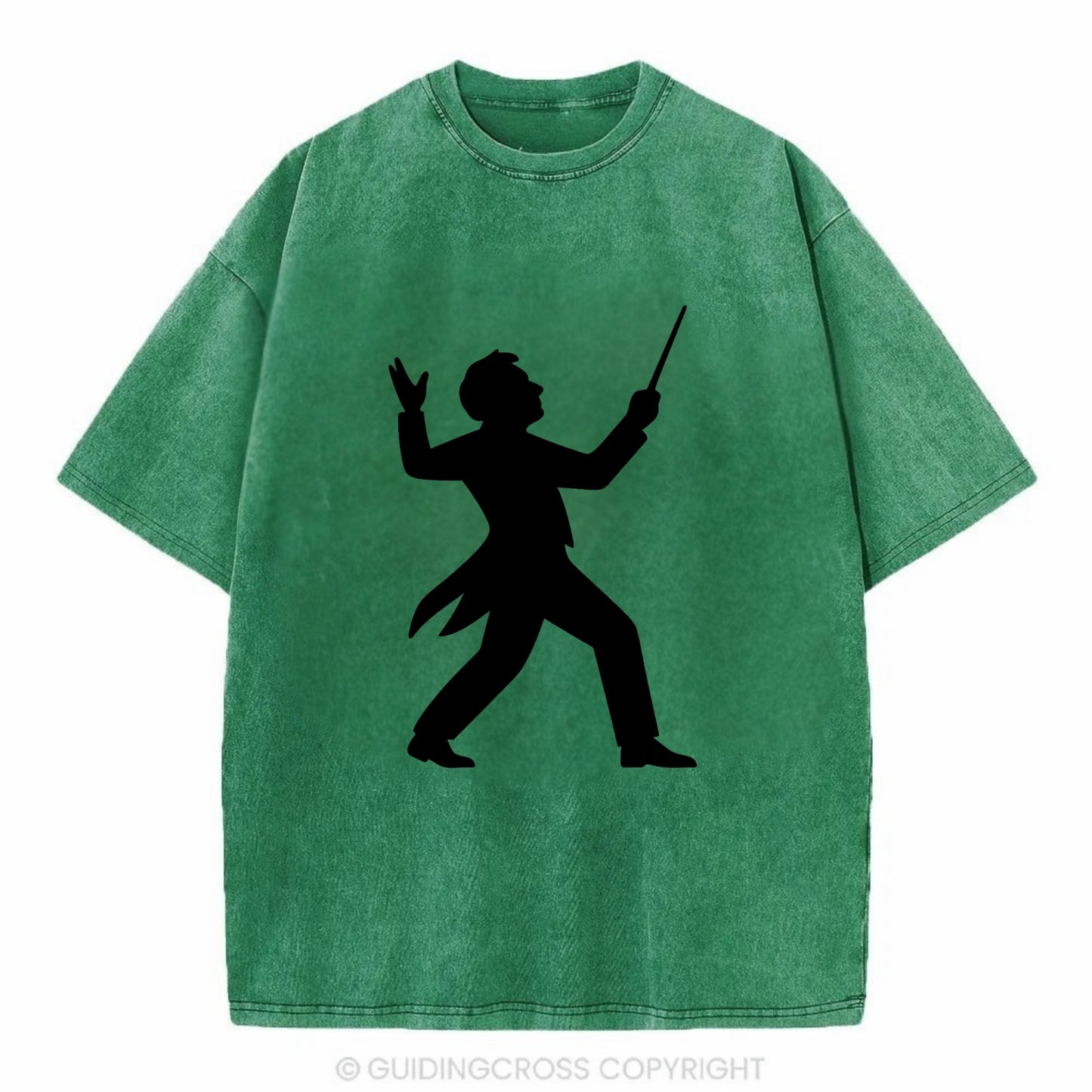 Conductor leading orchestra passionately - Vintage T-shirt - Forest Mist(Green)