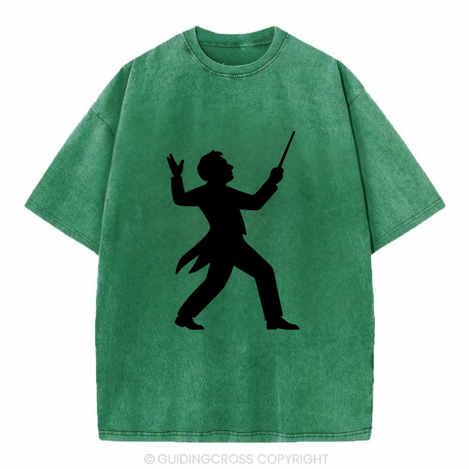 Conductor leading orchestra passionately - Vintage T-shirt - Forest Mist(Green)