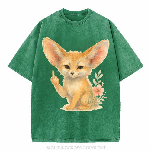 tiny fennec fox with oversized ears, one small paw raised in sass - Vintage T-shirt