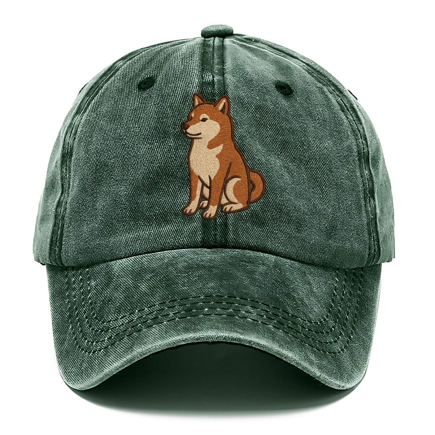 Shiba Inu - Red sesame embroidered sitti Classic Cap - Forest Mist(Green)