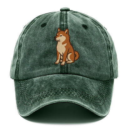 Shiba Inu - Red sesame embroidered sitti Classic Cap - Forest Mist(Green)