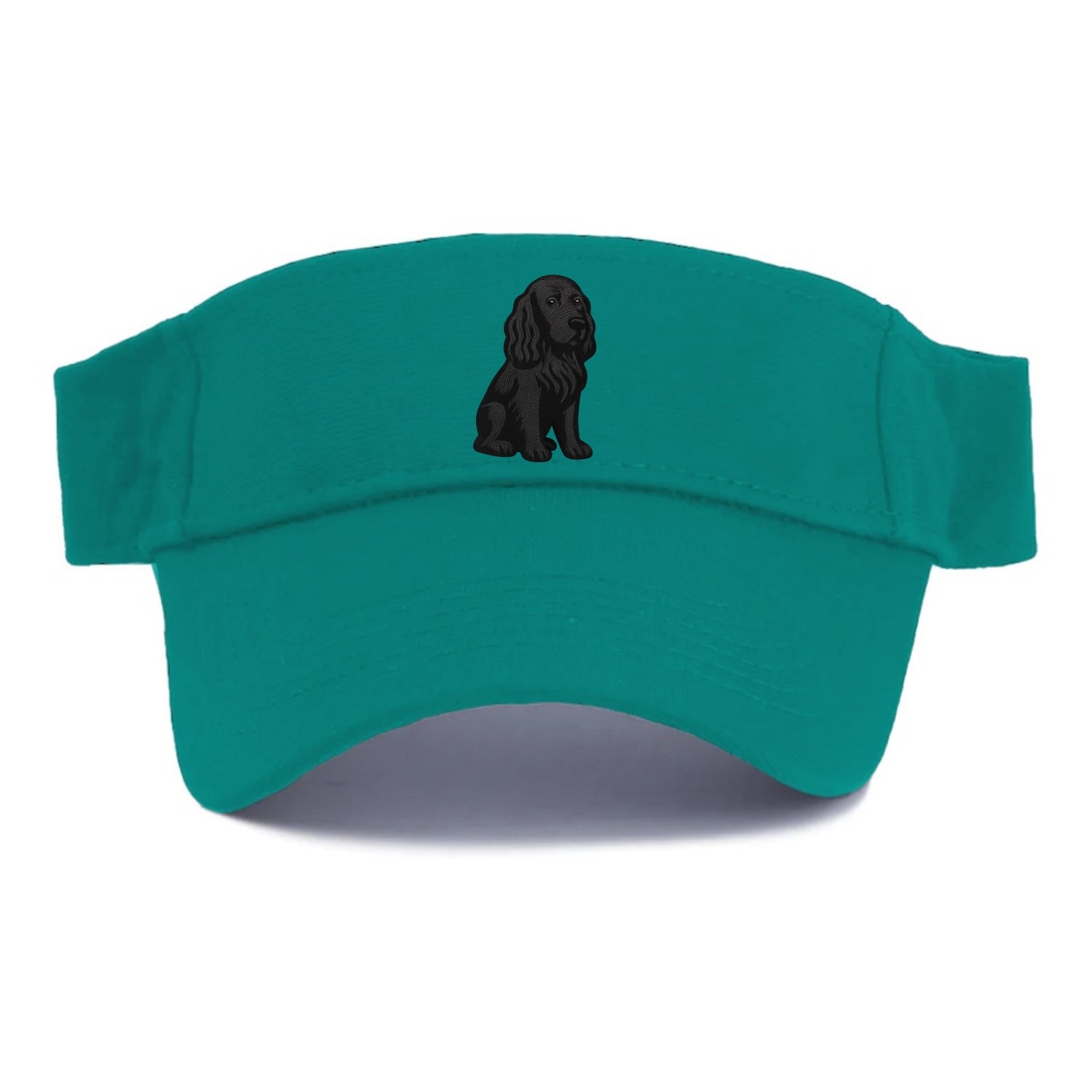 Field Spaniel - Black silky coat embroidered pose - Visor - Forest Mist(Green)