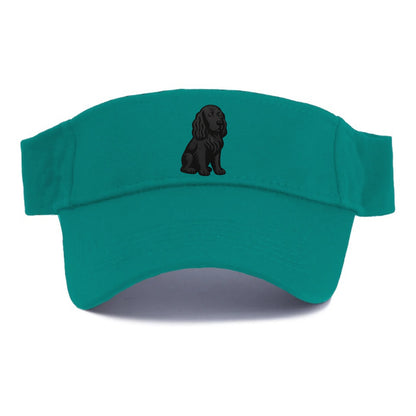 Field Spaniel - Black silky coat embroidered pose - Visor - Forest Mist(Green)