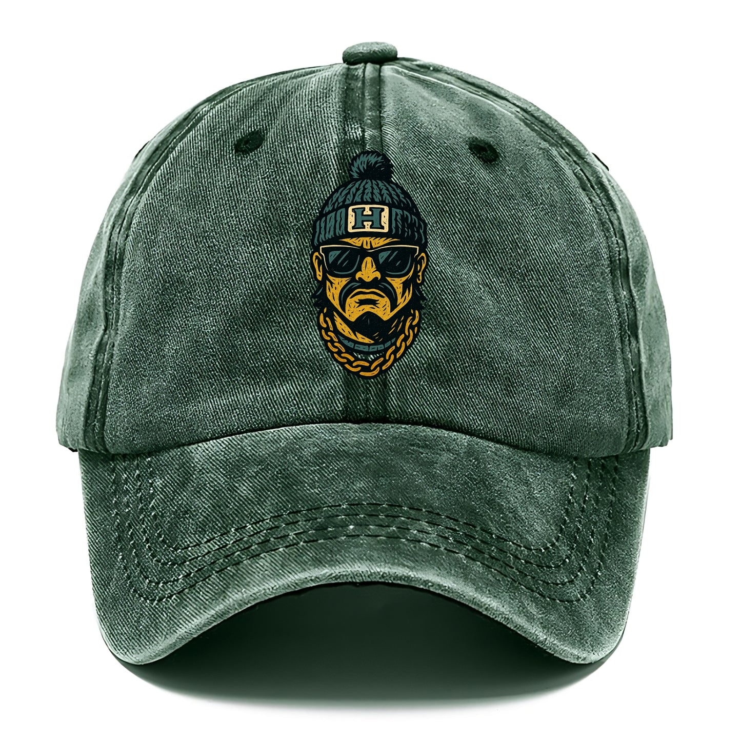 Honolulu Warrior wearing Hawaii beanie with H patch - Classic Cap - Forest Mist(Green)