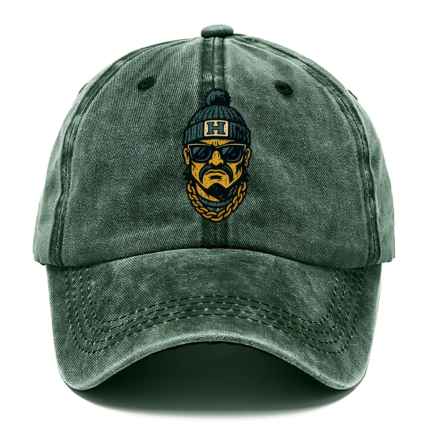 Honolulu Warrior wearing Hawaii beanie with H patch - Classic Cap - Forest Mist(Green)