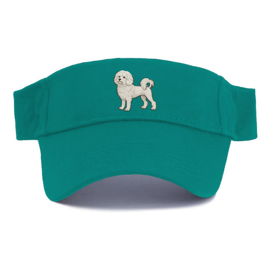 Löwchen - Little Lion Dog white embroidered pose - Visor - Forest Mist(Green)