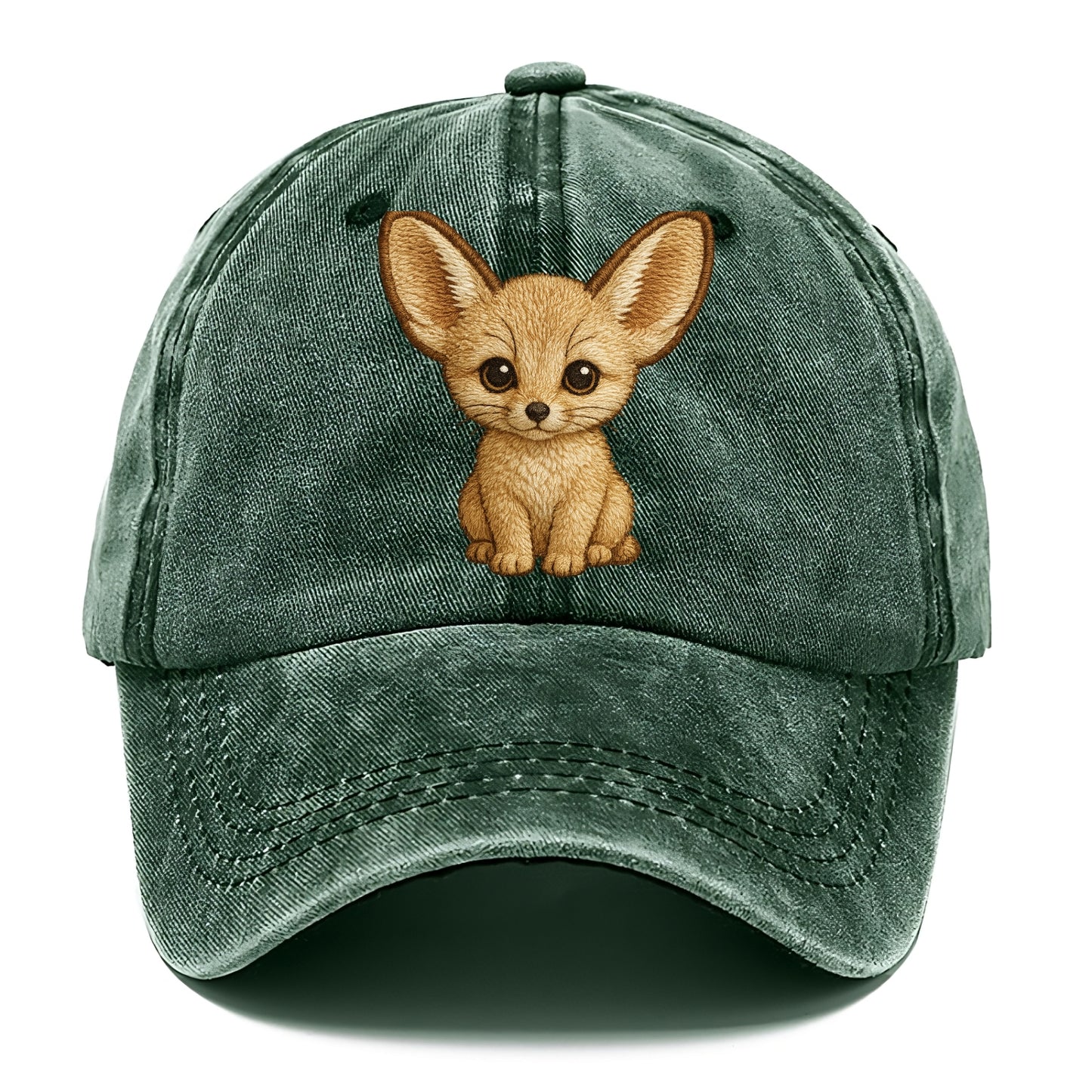 Baby Fennec Fox - huge ears, cream fur, large dark eyes, front-facing, desert baby - Classic Cap - Forest Mist(Green)