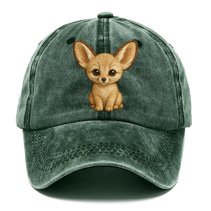 Baby Fennec Fox - huge ears, cream fur, large dark eyes, front-facing, desert baby - Classic Cap - Forest Mist(Green)