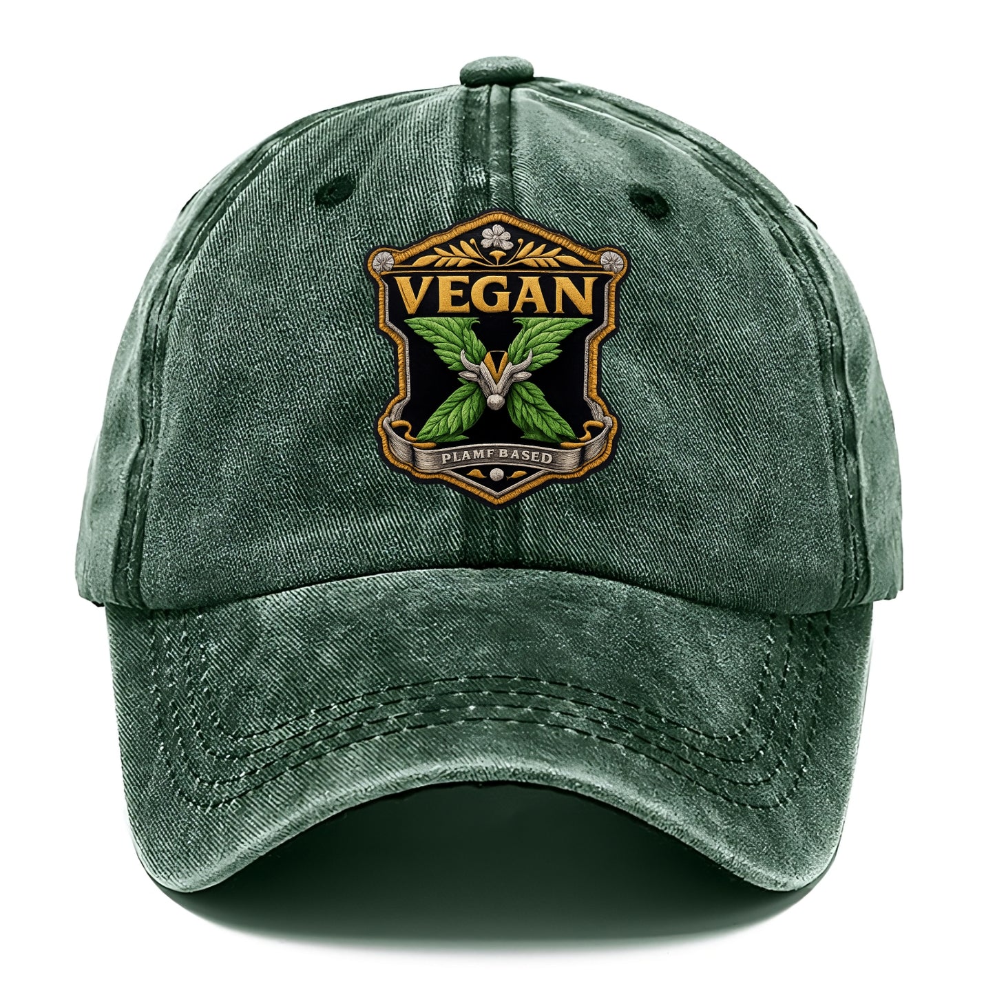 VEGAN X - plant-based symbol in green , animal rights - Classic Cap - Forest Mist(Green)