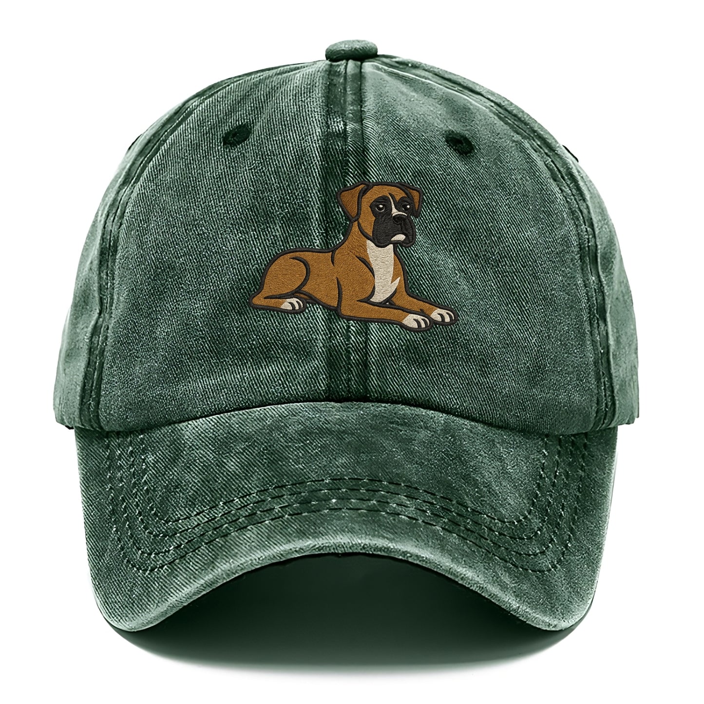 Boxer - Fawn colored relaxed lying down Classic Cap - Forest Mist(Green)