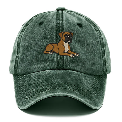 Boxer - Fawn colored relaxed lying down Classic Cap - Forest Mist(Green)
