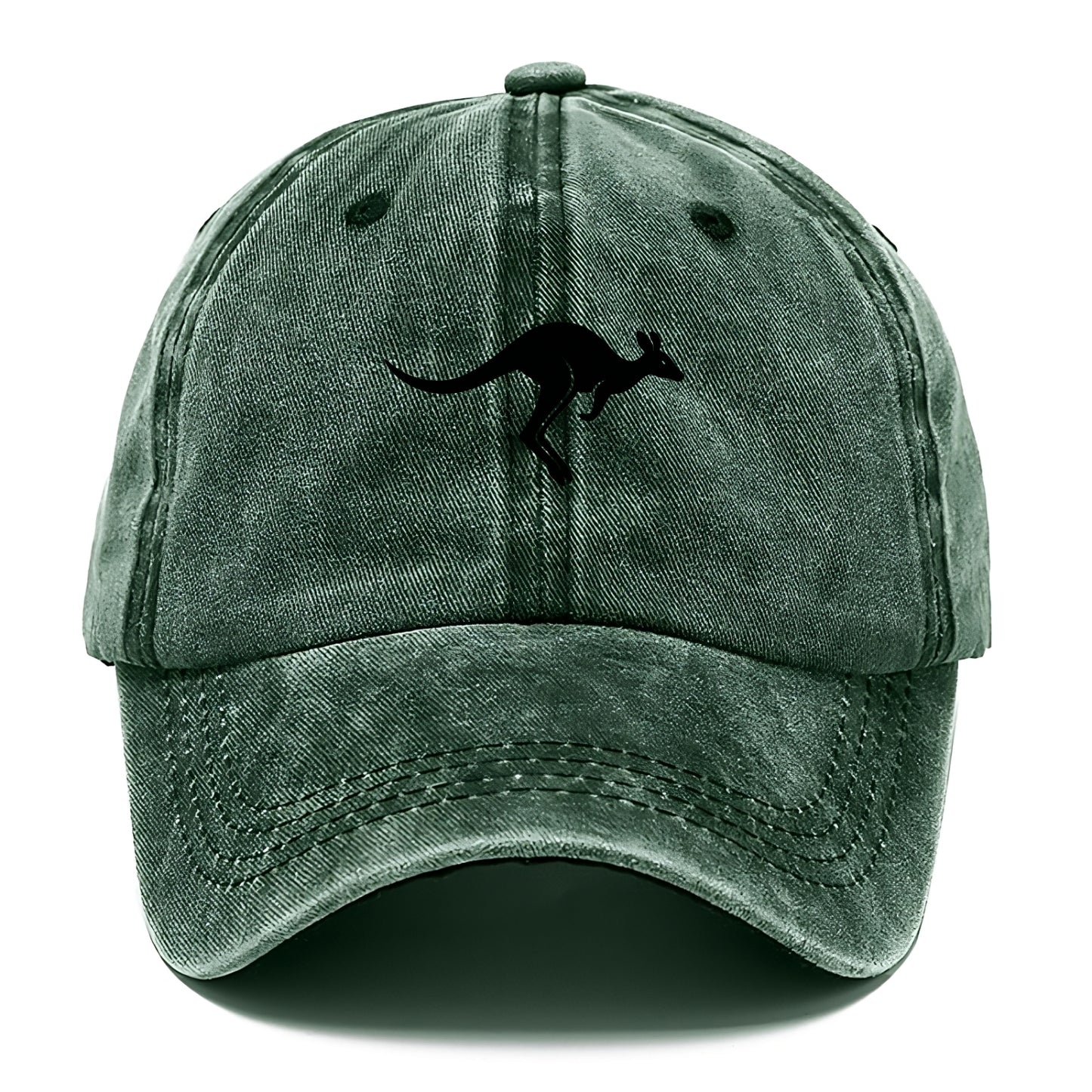 Kangaroo leaping across outback - Classic Cap - Forest Mist(Green)