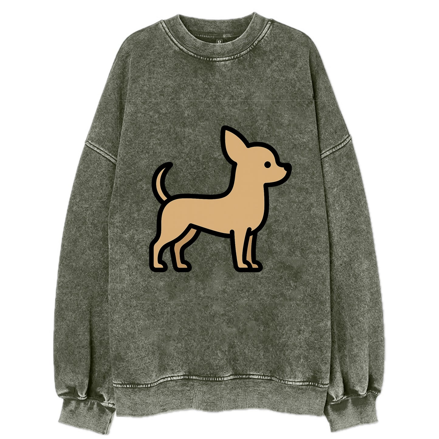 Chihuahua - Tan smooth coat flat side profile - Vintage Sweatshirt - Forest Mist(Green)
