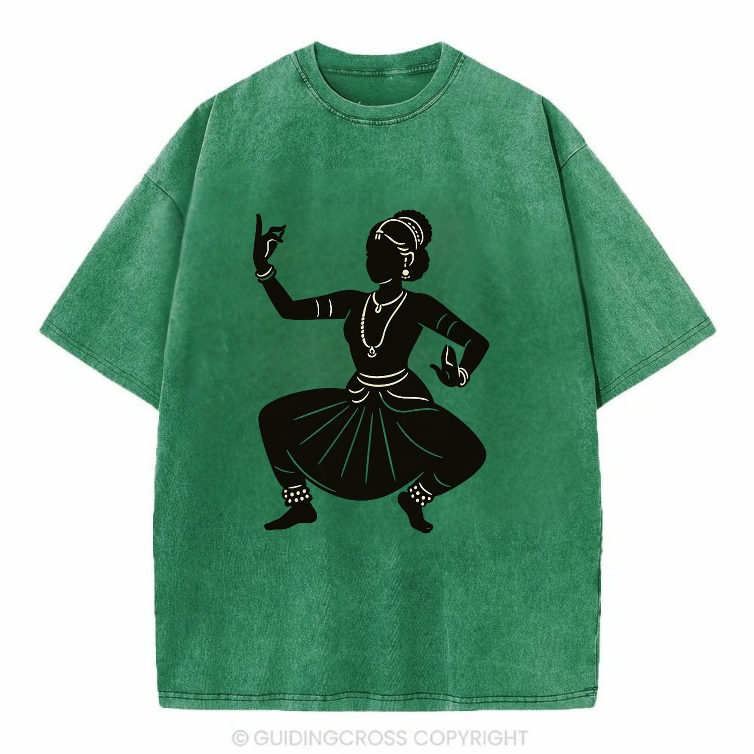 Bharatanatyam classical Indian pose - Vintage T-shirt - Forest Mist(Green)