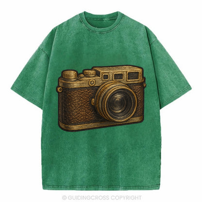 Film Camera  - Vintage T-shirt - Forest Mist(Green)