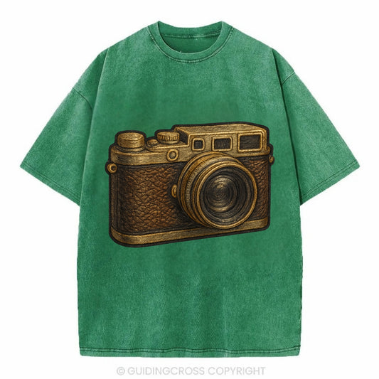 Film Camera  - Vintage T-shirt - Forest Mist(Green)