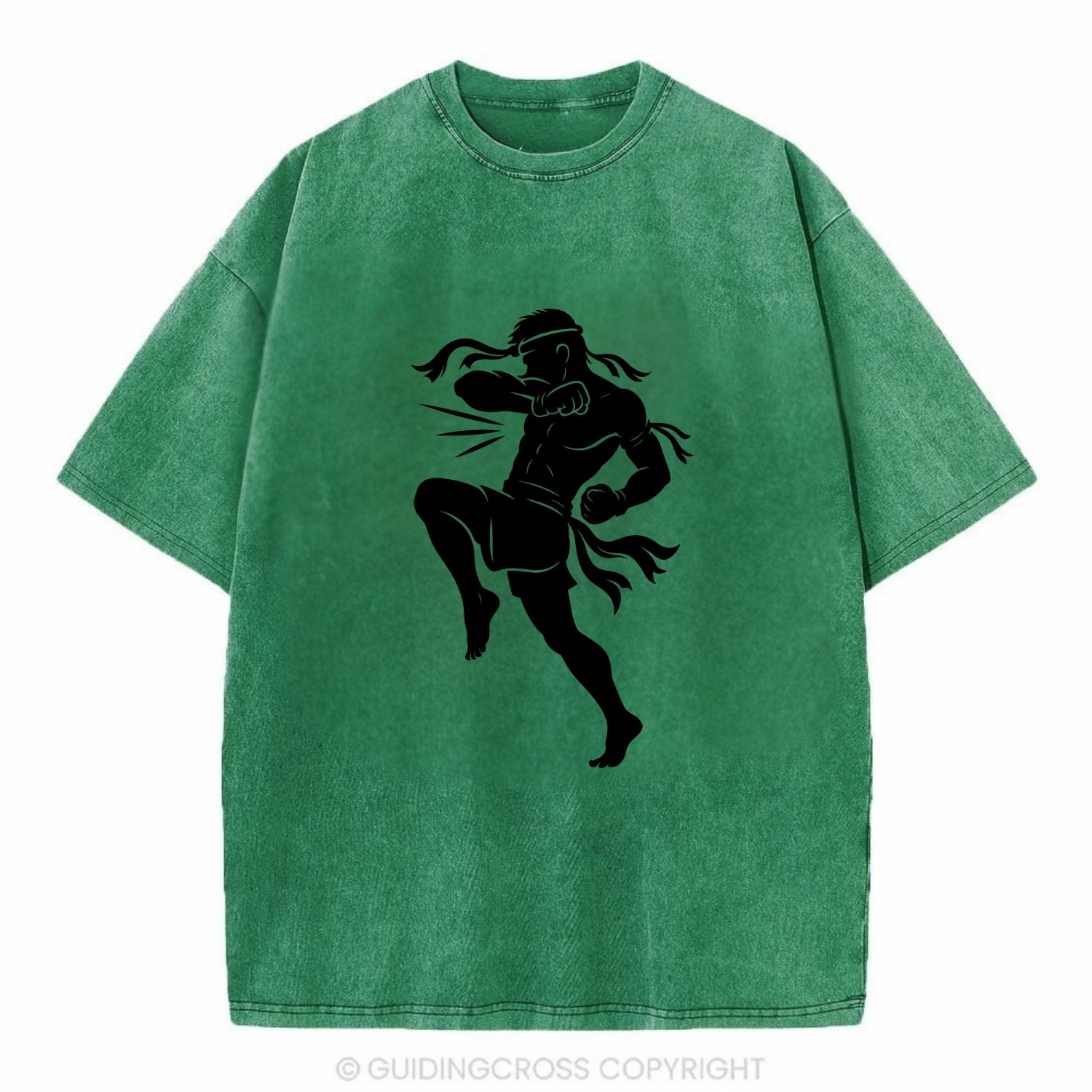 Thai Muay Thai fighter elbow strike - Vintage T-shirt - Forest Mist(Green)