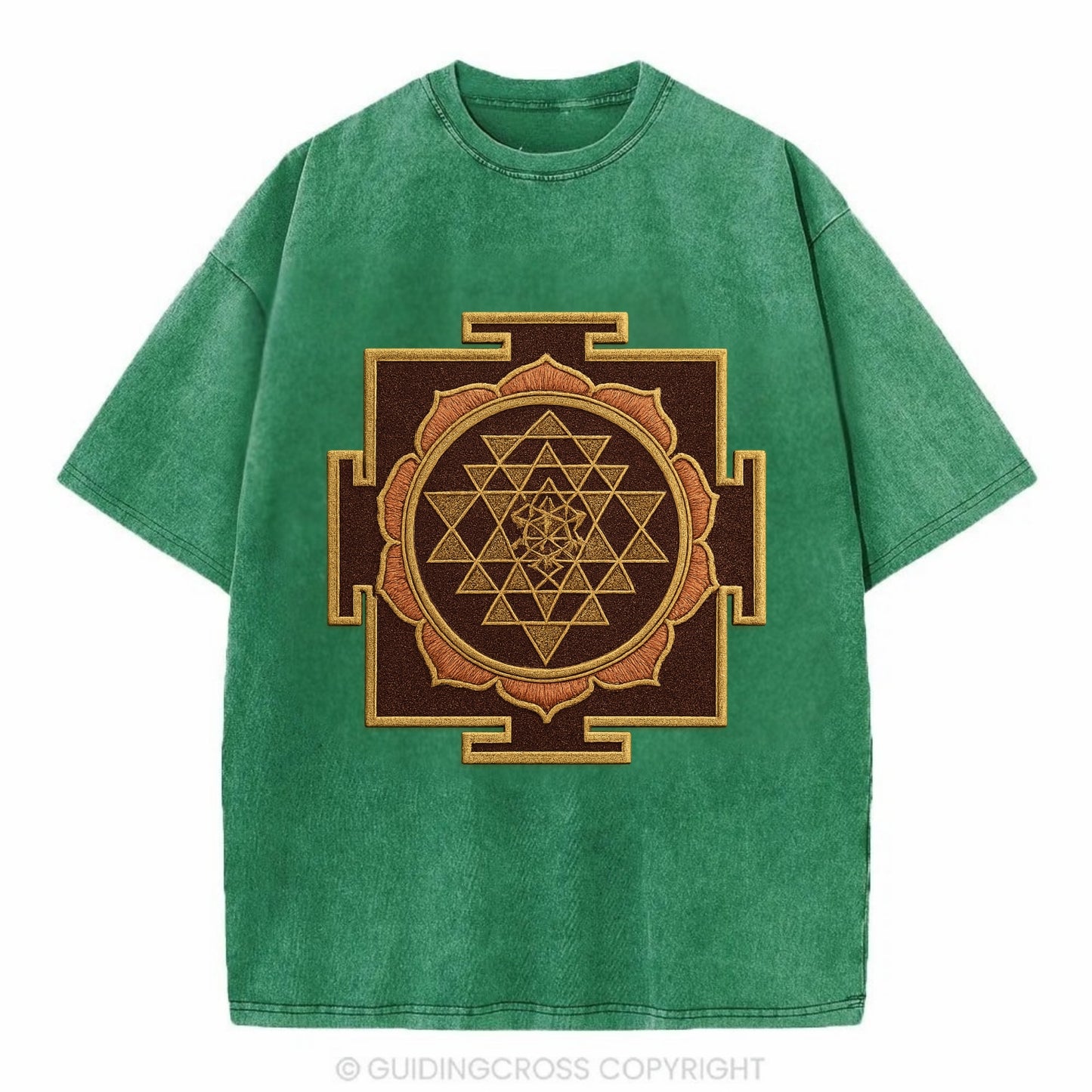 Sri Yantra  - Vintage T-shirt - Forest Mist(Green)