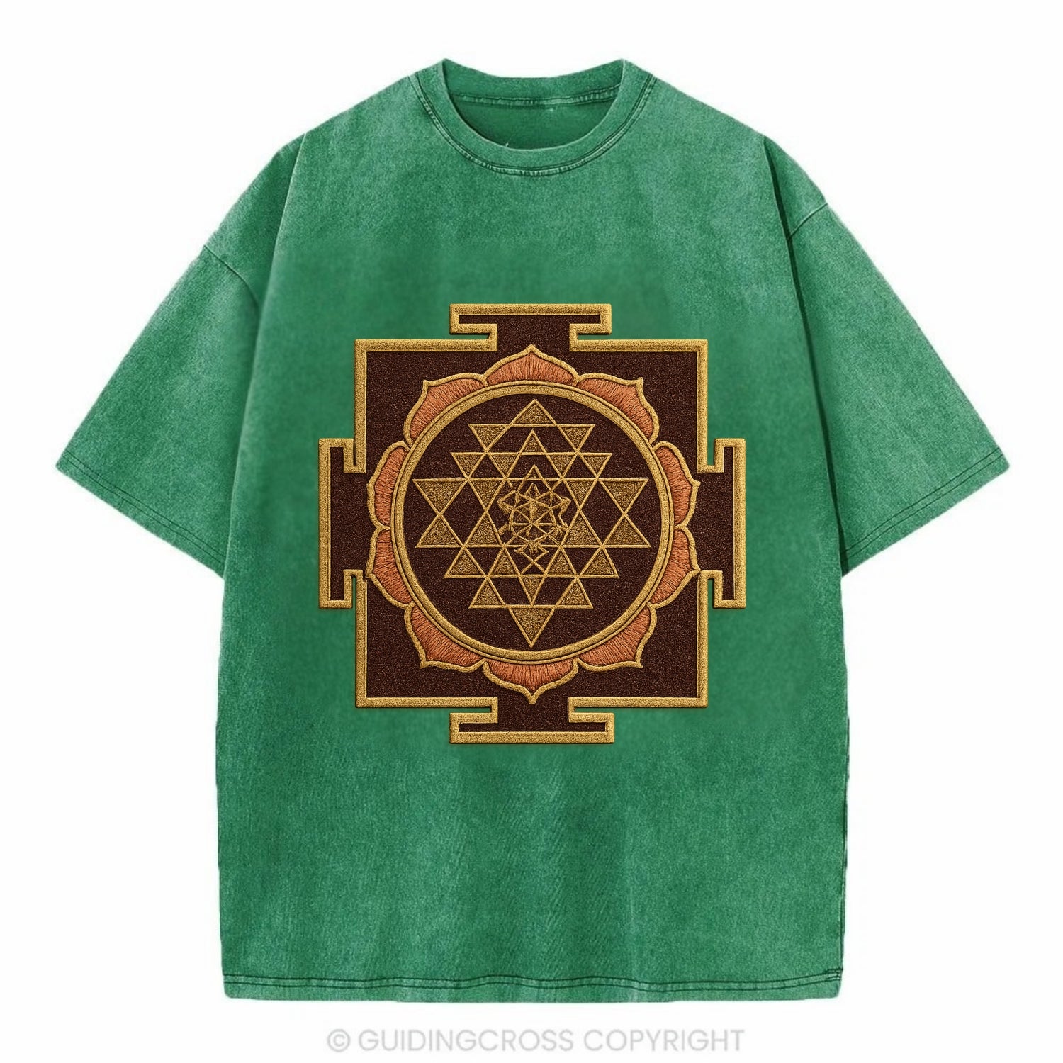 Sri Yantra  - Vintage T-shirt - Forest Mist(Green)