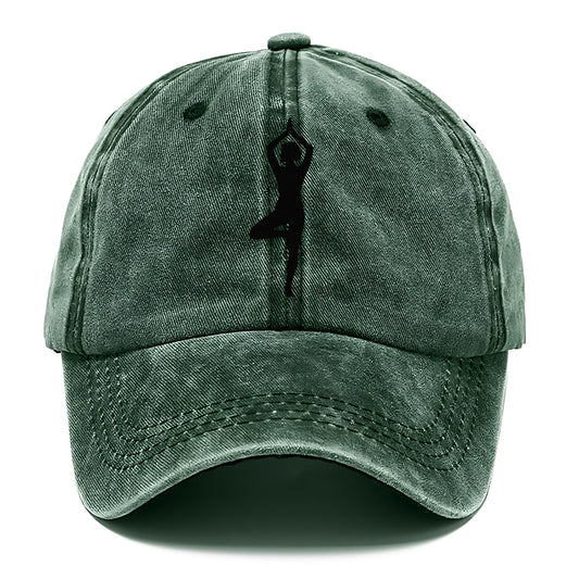 Yogi in tree pose silhouette - Classic Cap - Forest Mist(Green)