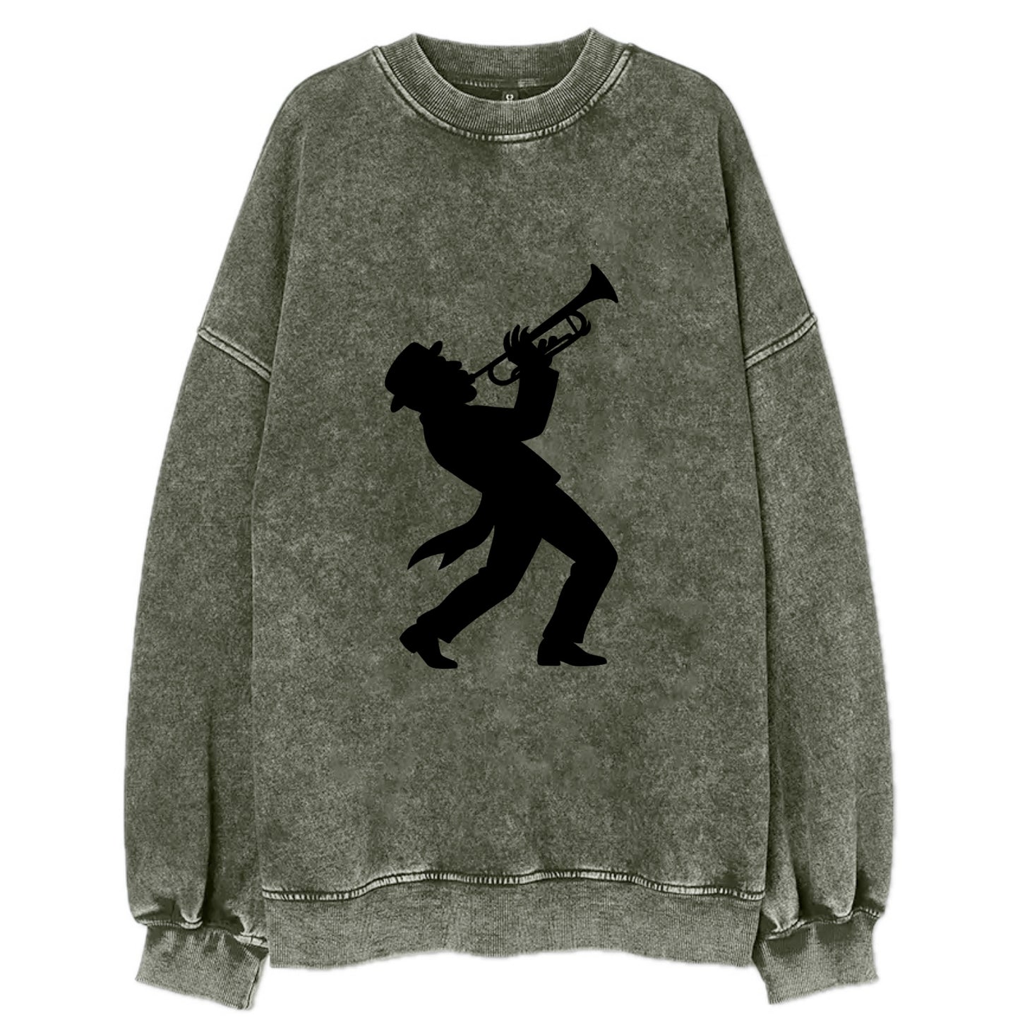 Trumpet player hitting high note - Vintage Sweatshirt - Forest Mist(Green)