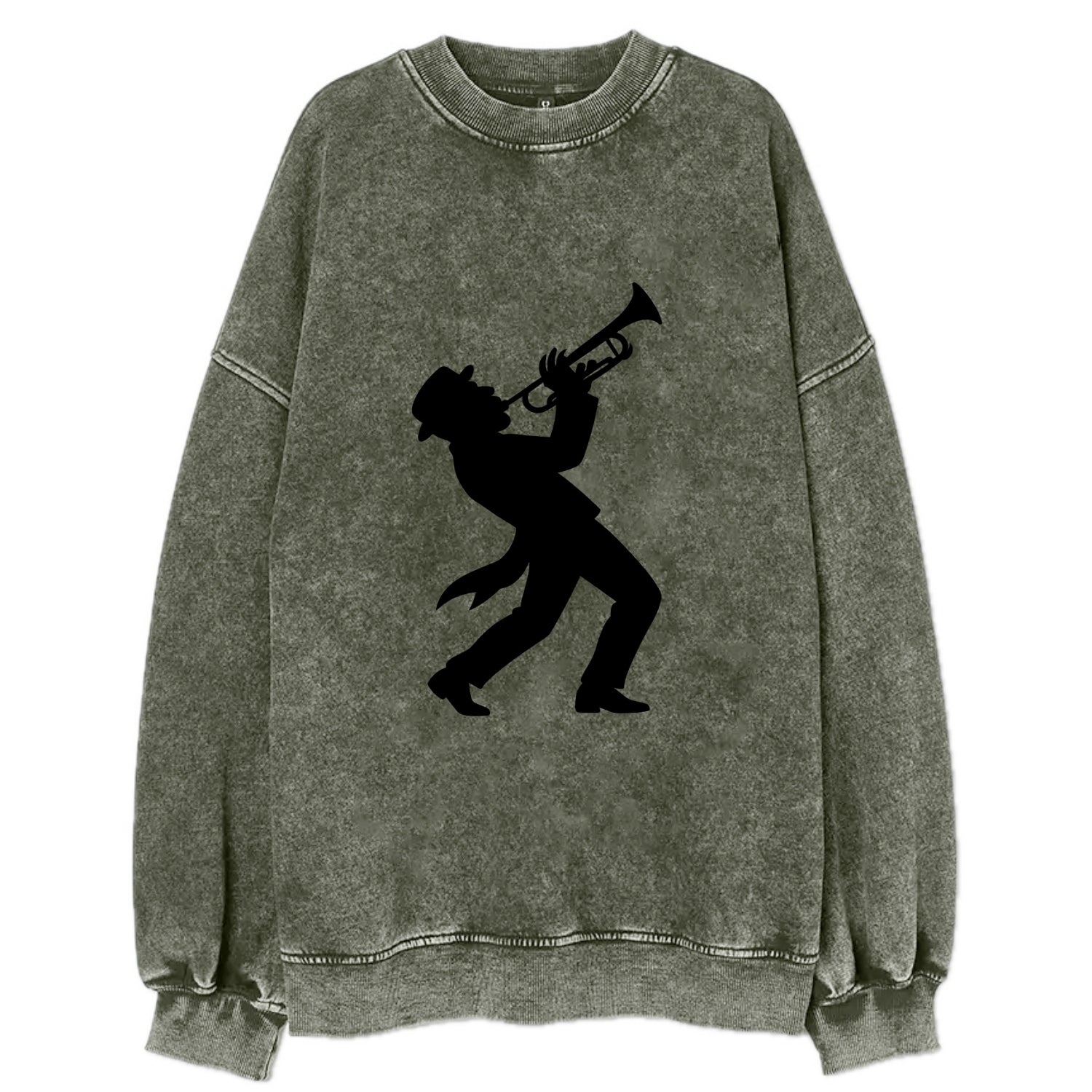 Trumpet player hitting high note - Vintage Sweatshirt - Forest Mist(Green)