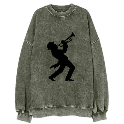 Trumpet player hitting high note - Vintage Sweatshirt - Forest Mist(Green)