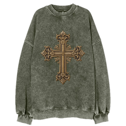 Victorian Cross  - Vintage Sweatshirt - Forest Mist(Green)