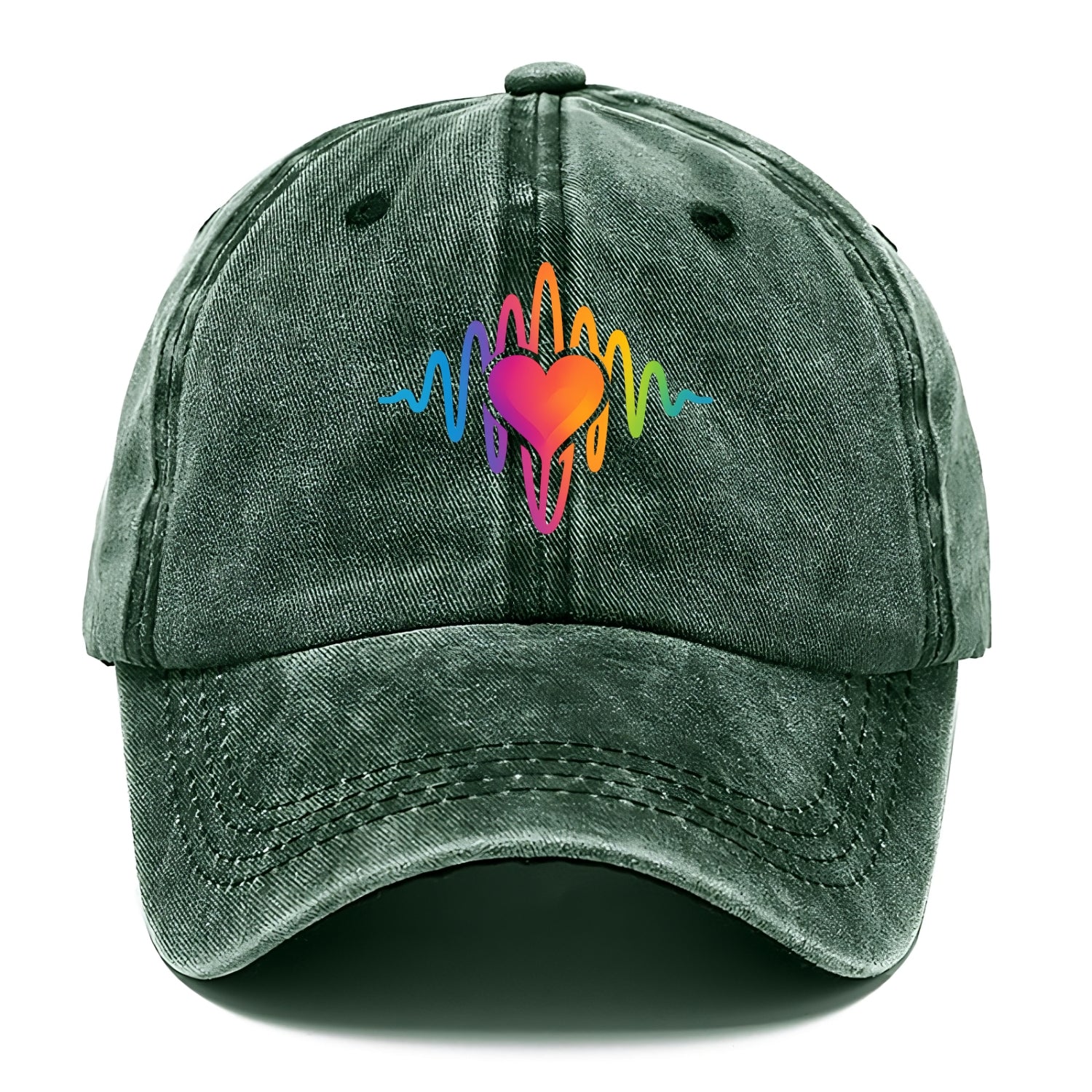 Love Frequency - Sound waves in rainbow Classic Cap - Forest Mist(Green)