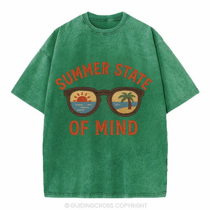 Summer State Of Mind  - Vintage T-shirt - Forest Mist(Green)