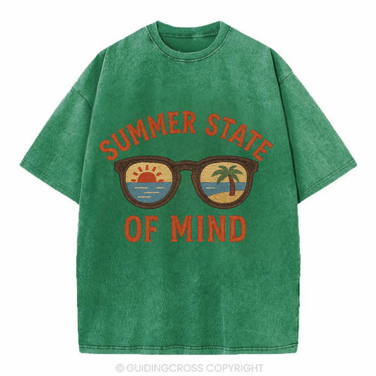 Summer State Of Mind  - Vintage T-shirt - Forest Mist(Green)