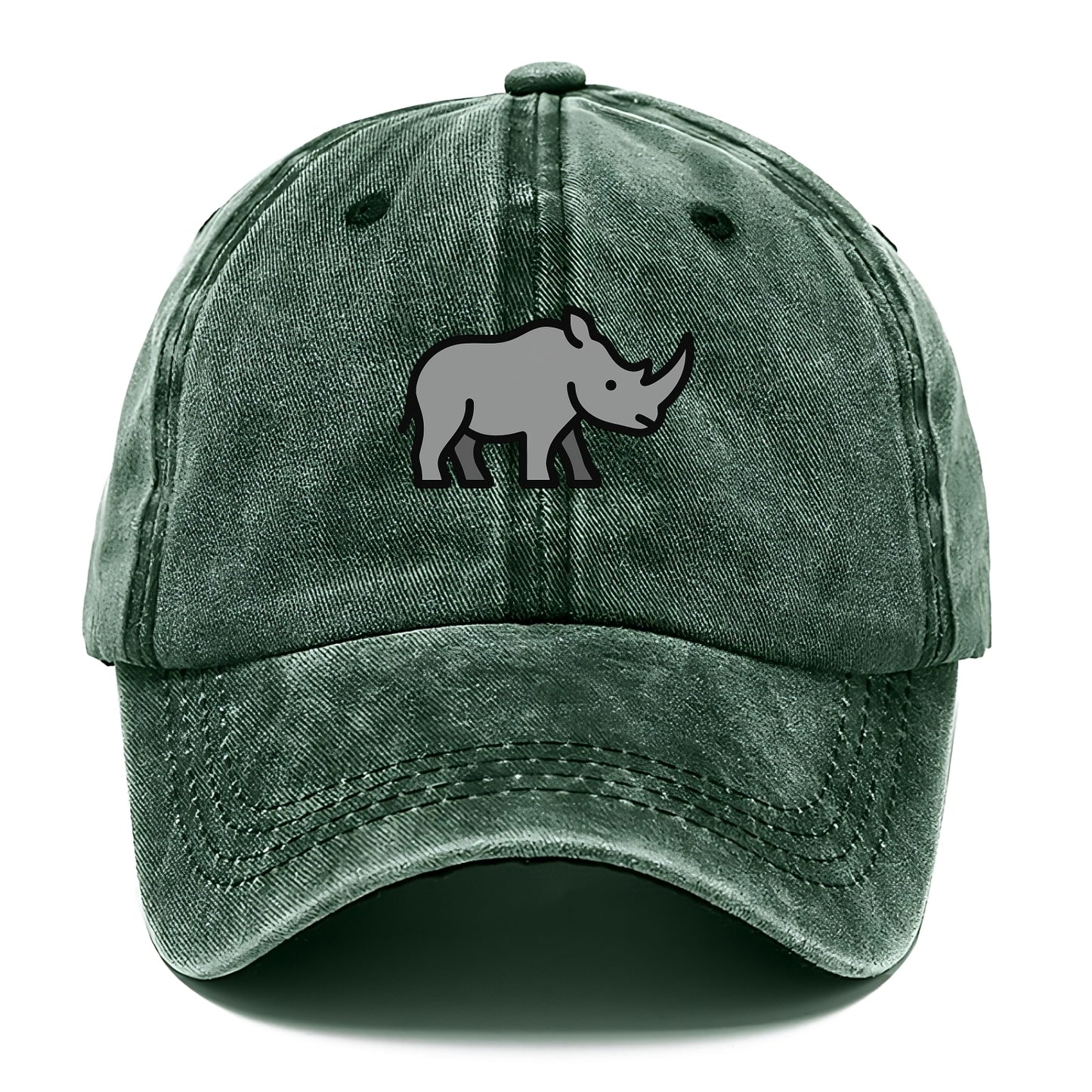 Rhinoceros - Gray with horn flat side profile - Classic Cap - Forest Mist(Green)