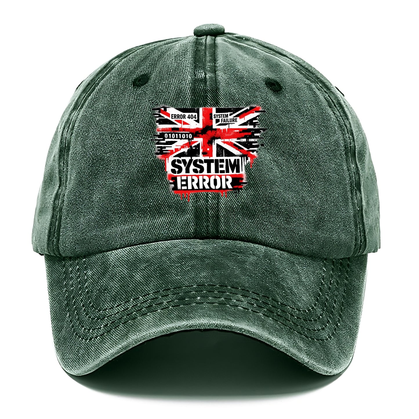 SYSTEM ERROR | Glitch Union Jack pattern | Digital corruption effect | Error code - Classic Cap - Forest Mist(Green)