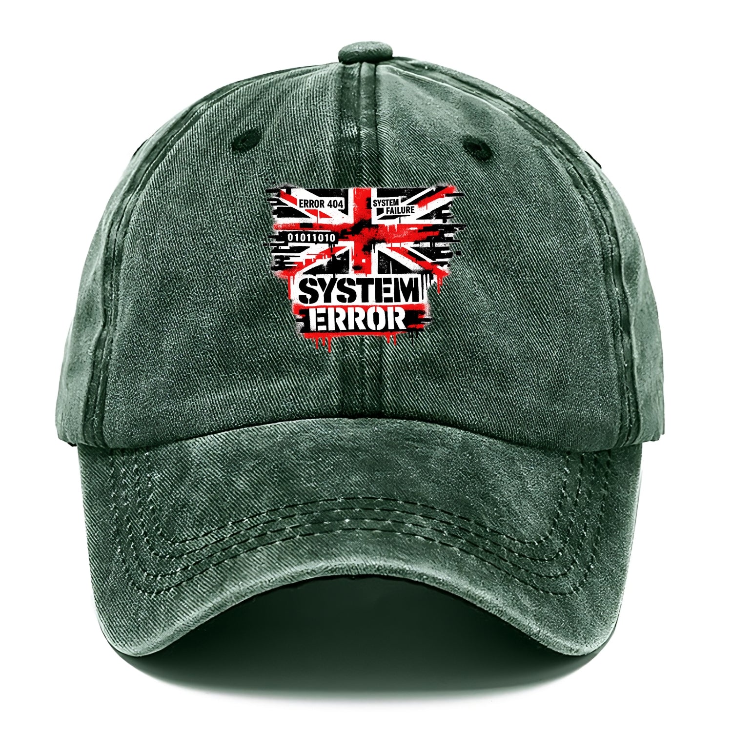 SYSTEM ERROR | Glitch Union Jack pattern | Digital corruption effect | Error code - Classic Cap - Forest Mist(Green)