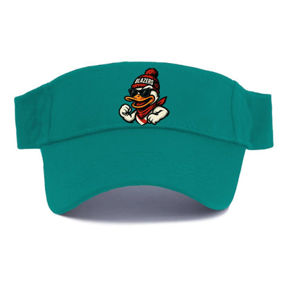 Oregon Duck wearing Trail Blazers beanie with rose patch and wayfarer sunglasses - Visor - Forest Mist(Green)