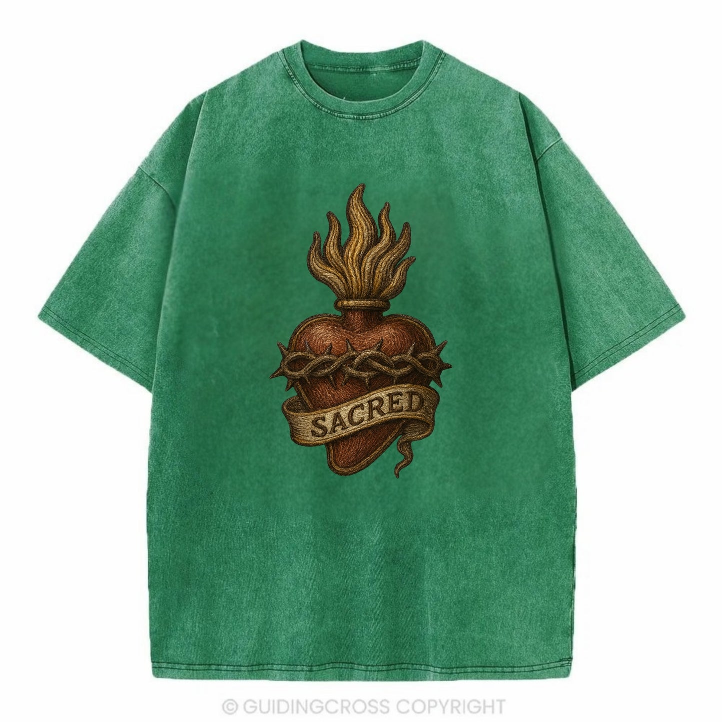 Sacred Heart  - Vintage T-shirt - Forest Mist(Green)